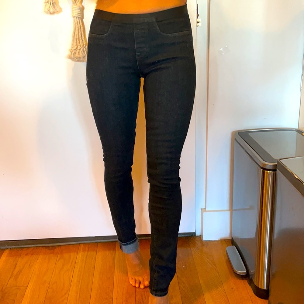 Helmet Lang mid rise navy jeans